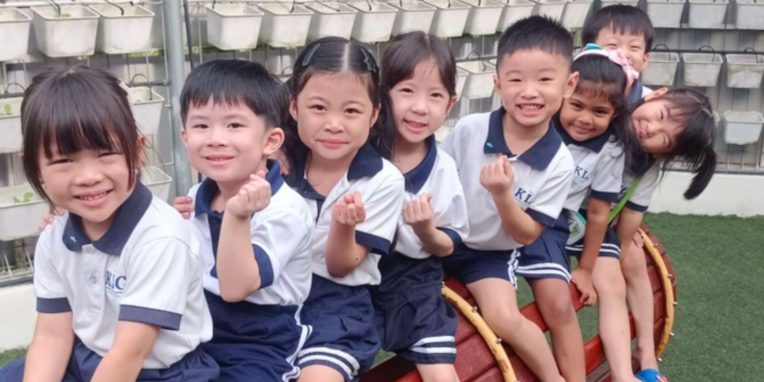 Child doing sign language while being active